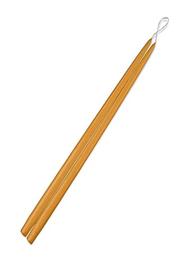 Extra Long Beeswax Blended Taper Candles - Gold Dripless Dinner Candles Sticks - 24 Inch Tall Pair